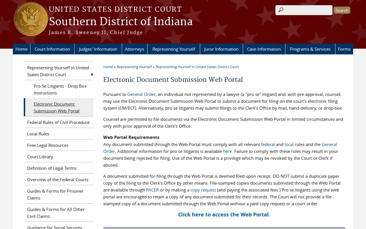 Southern District electronic document submission portal for Elizabeth federal matters