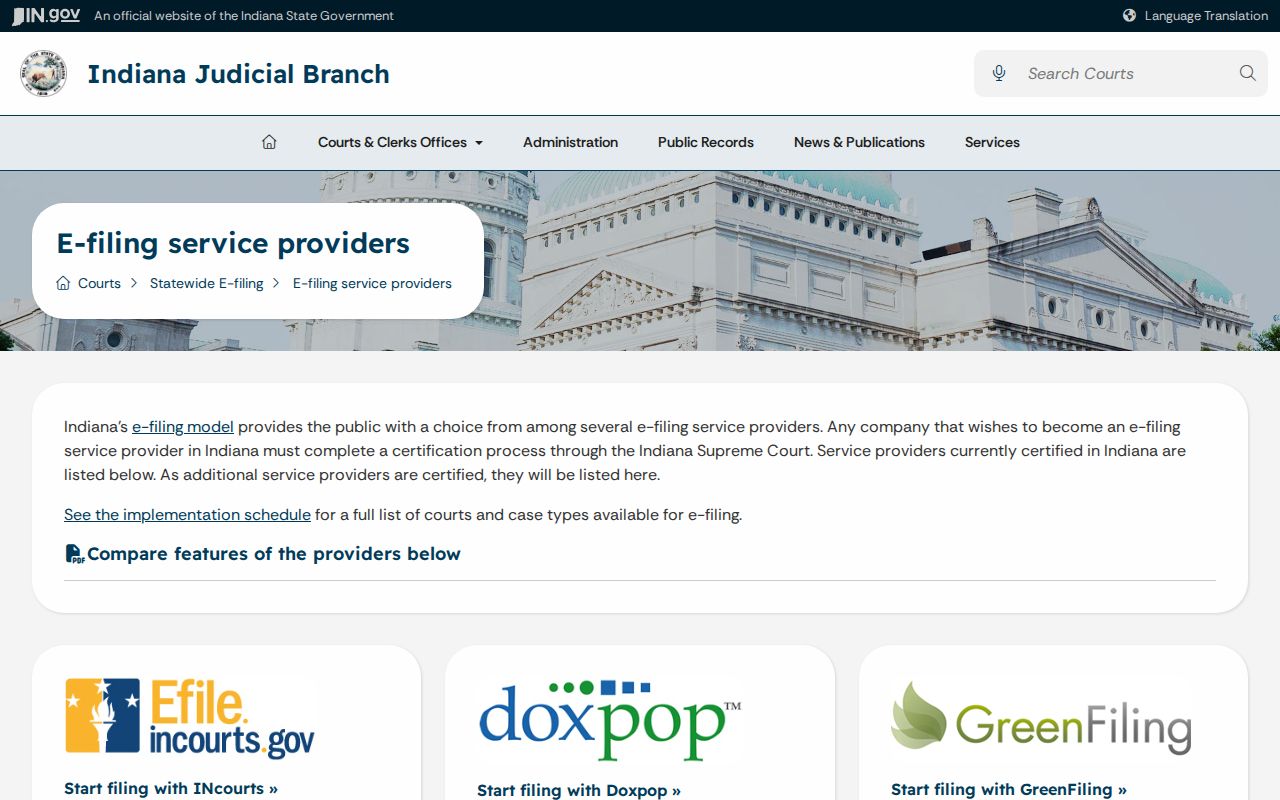 E-filing providers for Lanesville filings