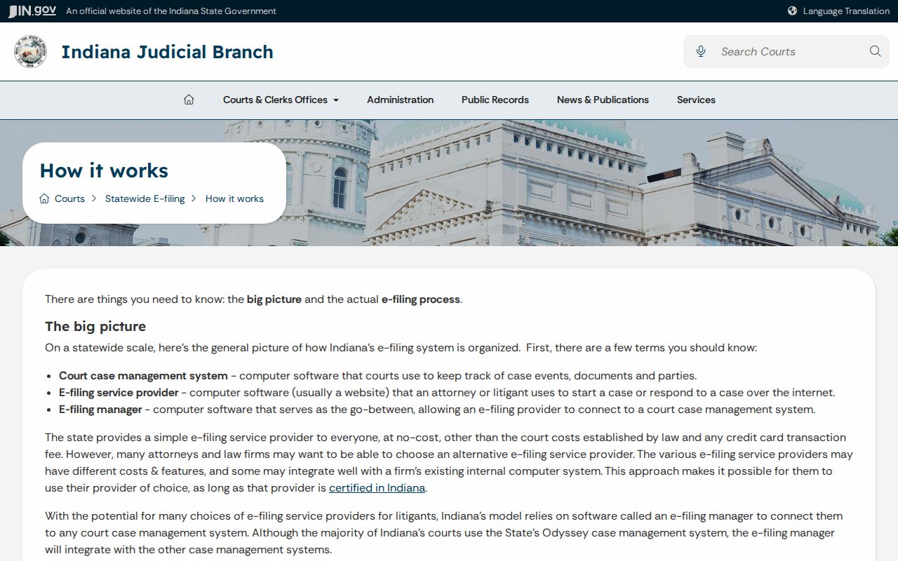 How Indiana e-filing works for Lanesville cases