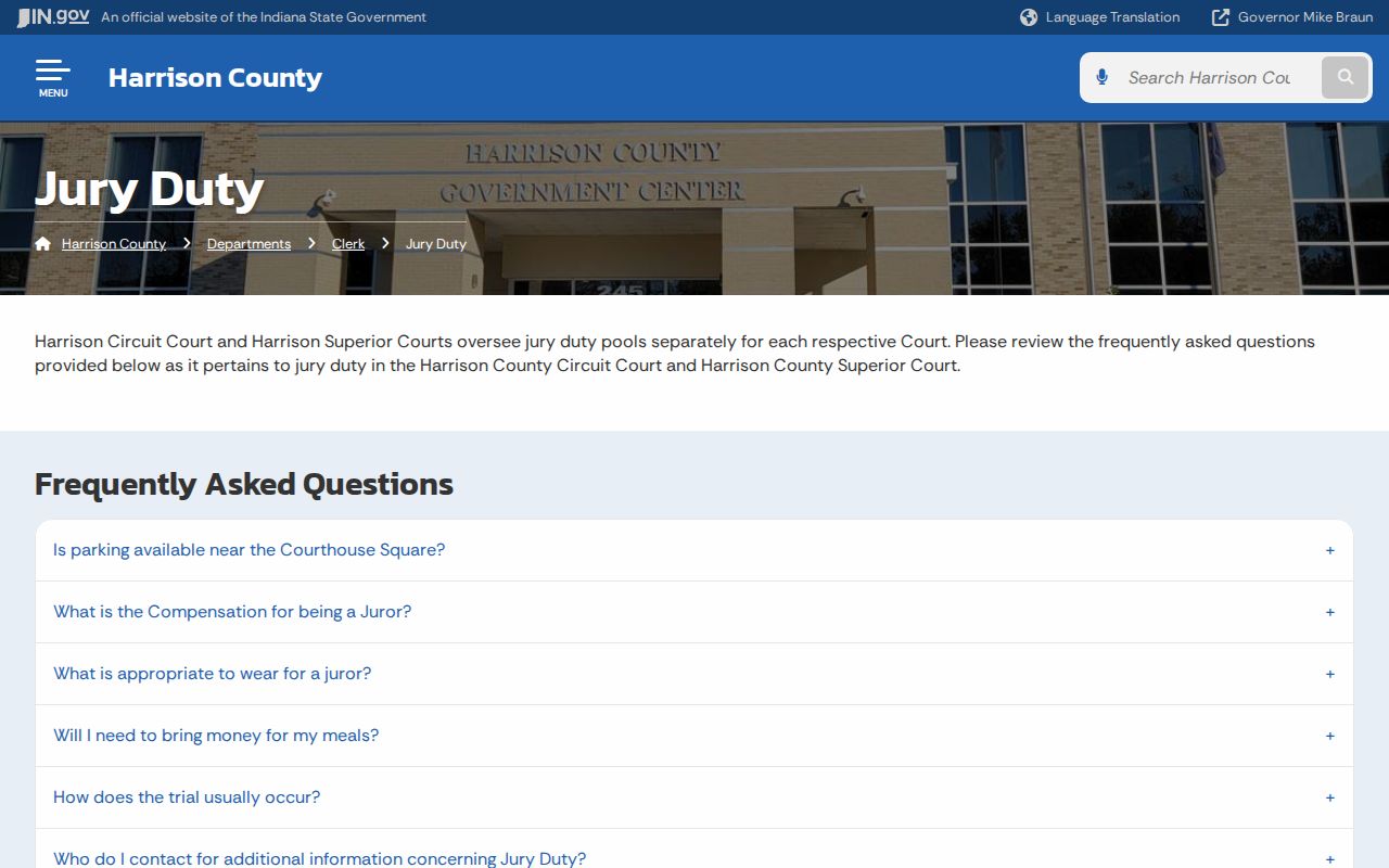 Harrison County jury duty information related to trial scheduling