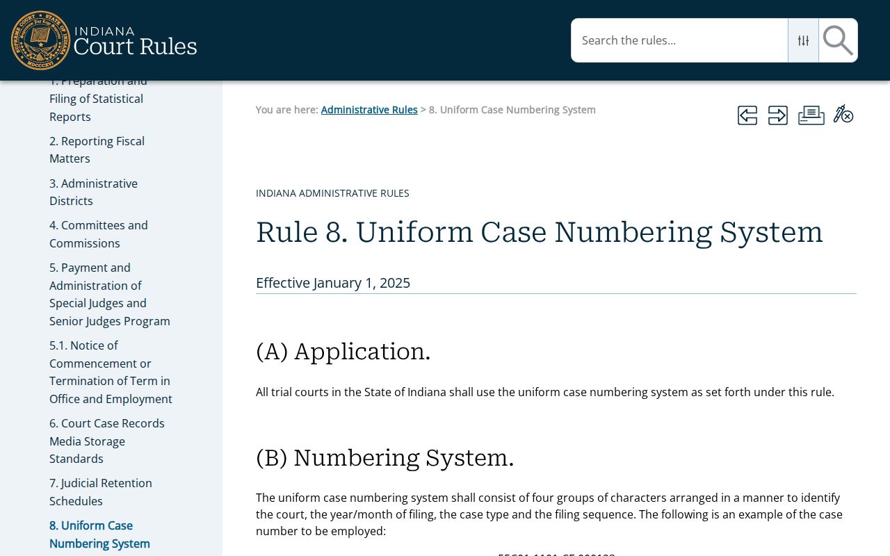 Indiana criminal case number and type rules