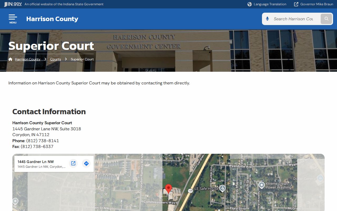 Harrison County Superior Court official page
