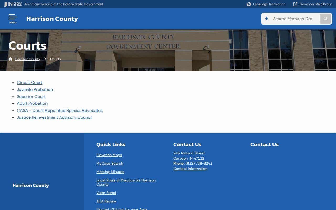 Harrison County court docket courts page