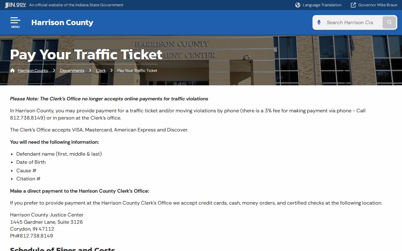 Harrison County traffic ticket payment and fine instructions